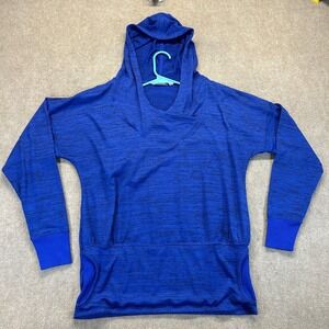 Athleta Batwing and Robin Hoodie Women's Large Heather Blue Space Dye Sweatshirt